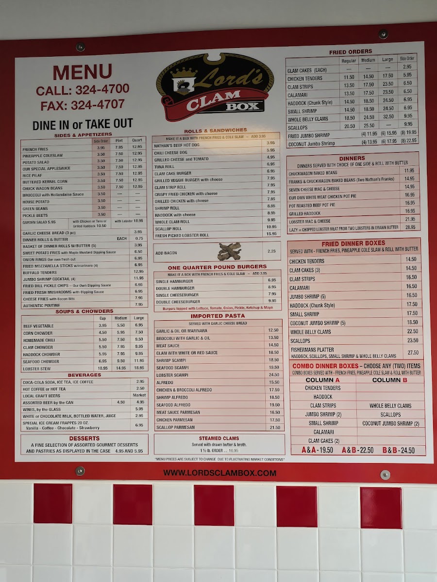 Menu Lords Clam Box-1